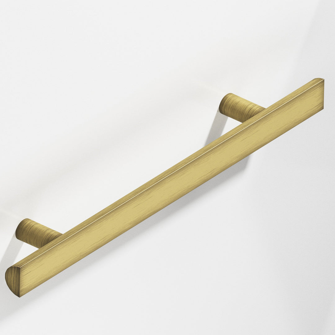 Colonial Bronze 257 Half-round Cabinet Pull with straight posts in Matte Antique Satin Brass