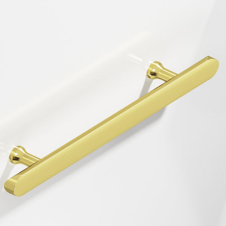 Colonial Bronze 259 Half-round Cabinet Pull with flared posts and rounded ends in Unlacquered Polished Brass