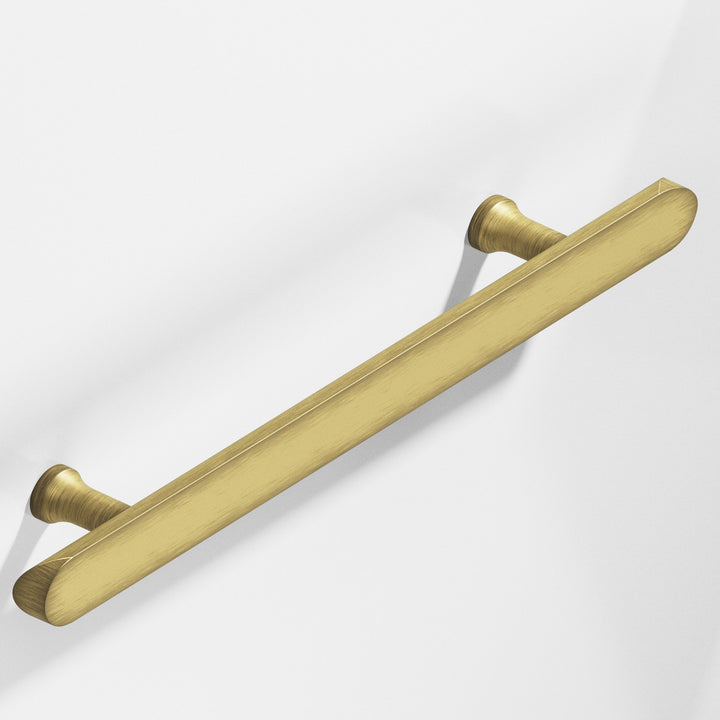 Colonial Bronze 259 Half-round Cabinet Pull with flared posts and rounded ends in Matte Antique Satin Brass
