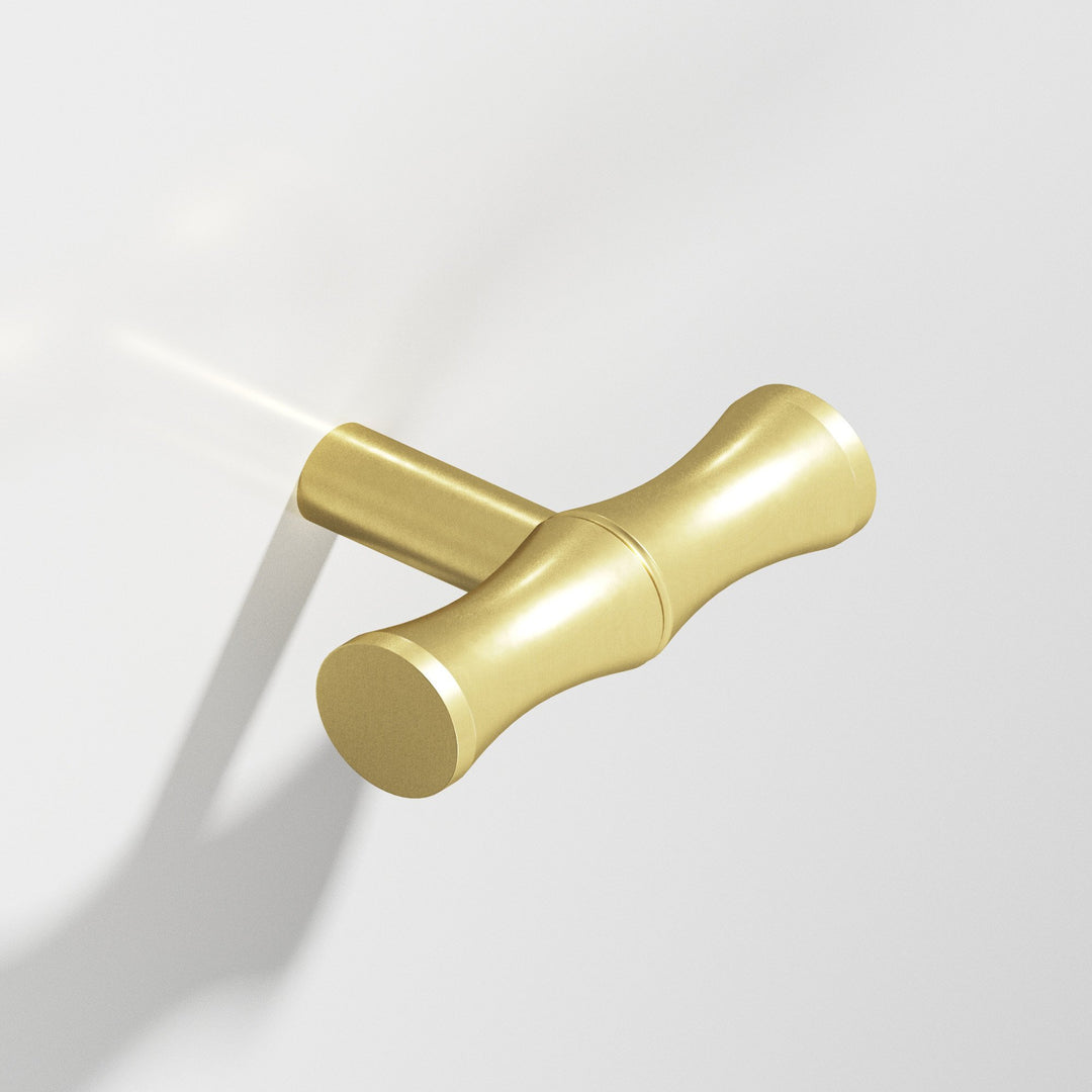 Colonial Bronze 263 Bamboo T Cabinet Knob with straight post in Matte Satin Brass