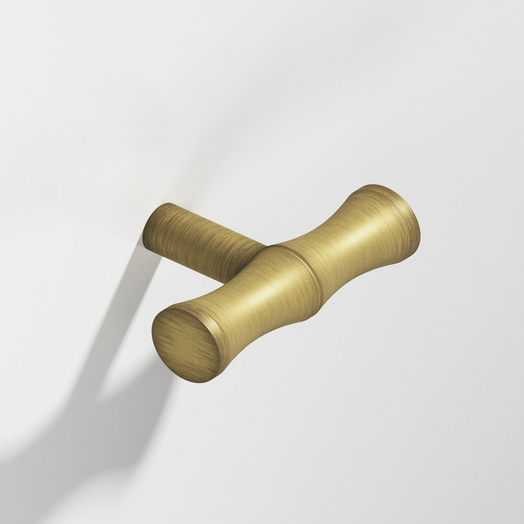 Colonial Bronze 263 Bamboo T Cabinet Knob with straight post in Matte Antique Satin Brass