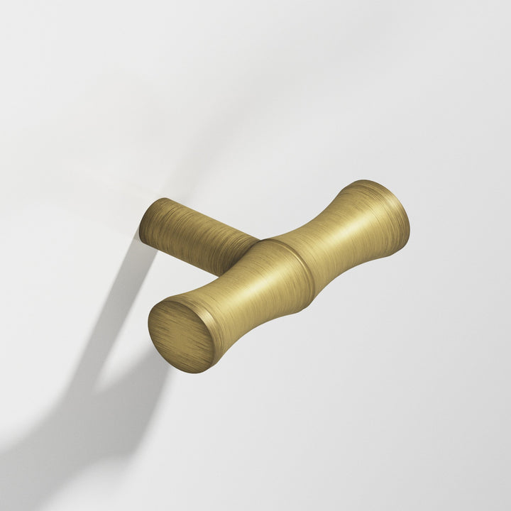 Colonial Bronze 263 Bamboo T Cabinet Knob with straight post in Matte Antique Satin Brass