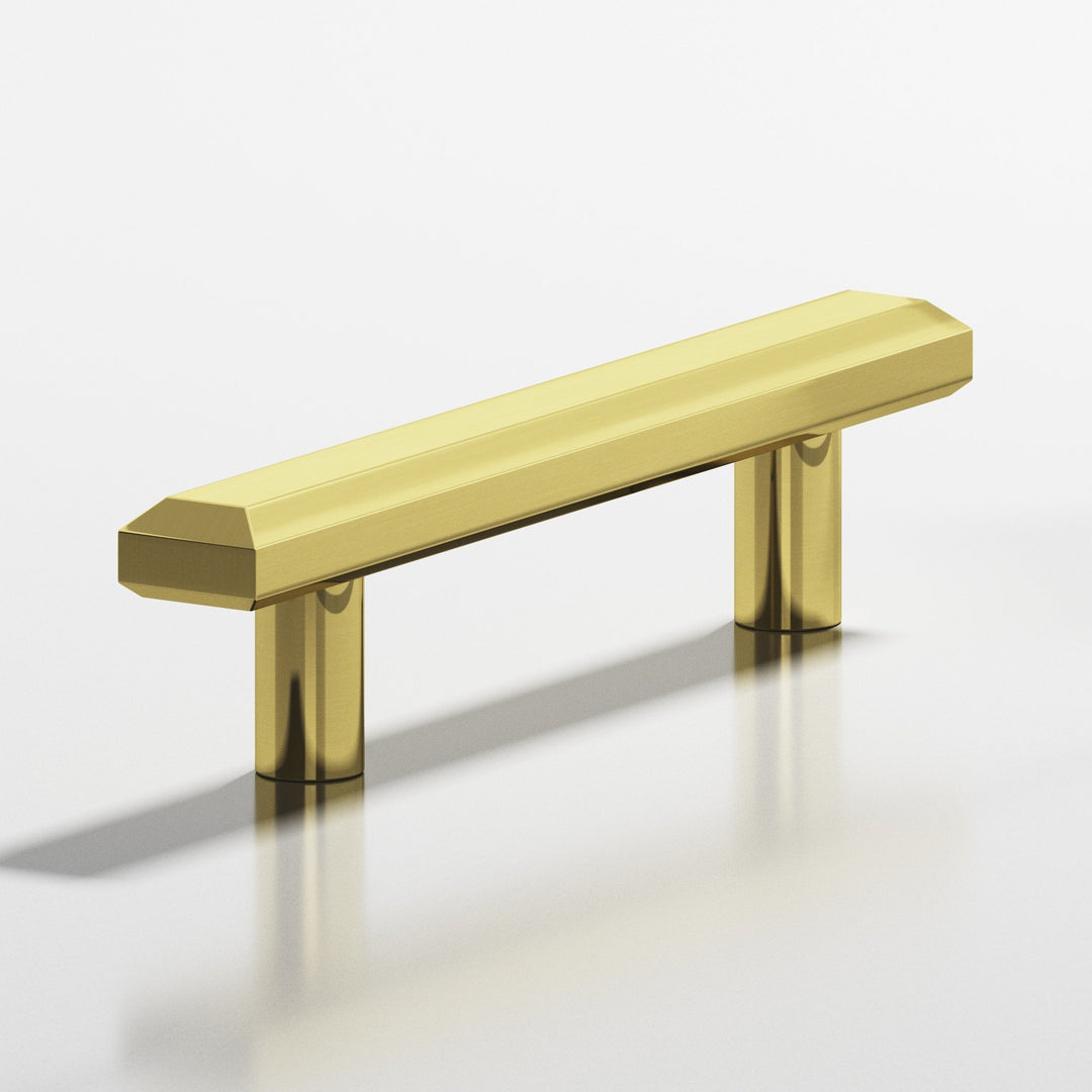 Colonial Bronze 270 Rectangular beveled Cabinet Pull with straight posts in Unlacquered Polished Brass