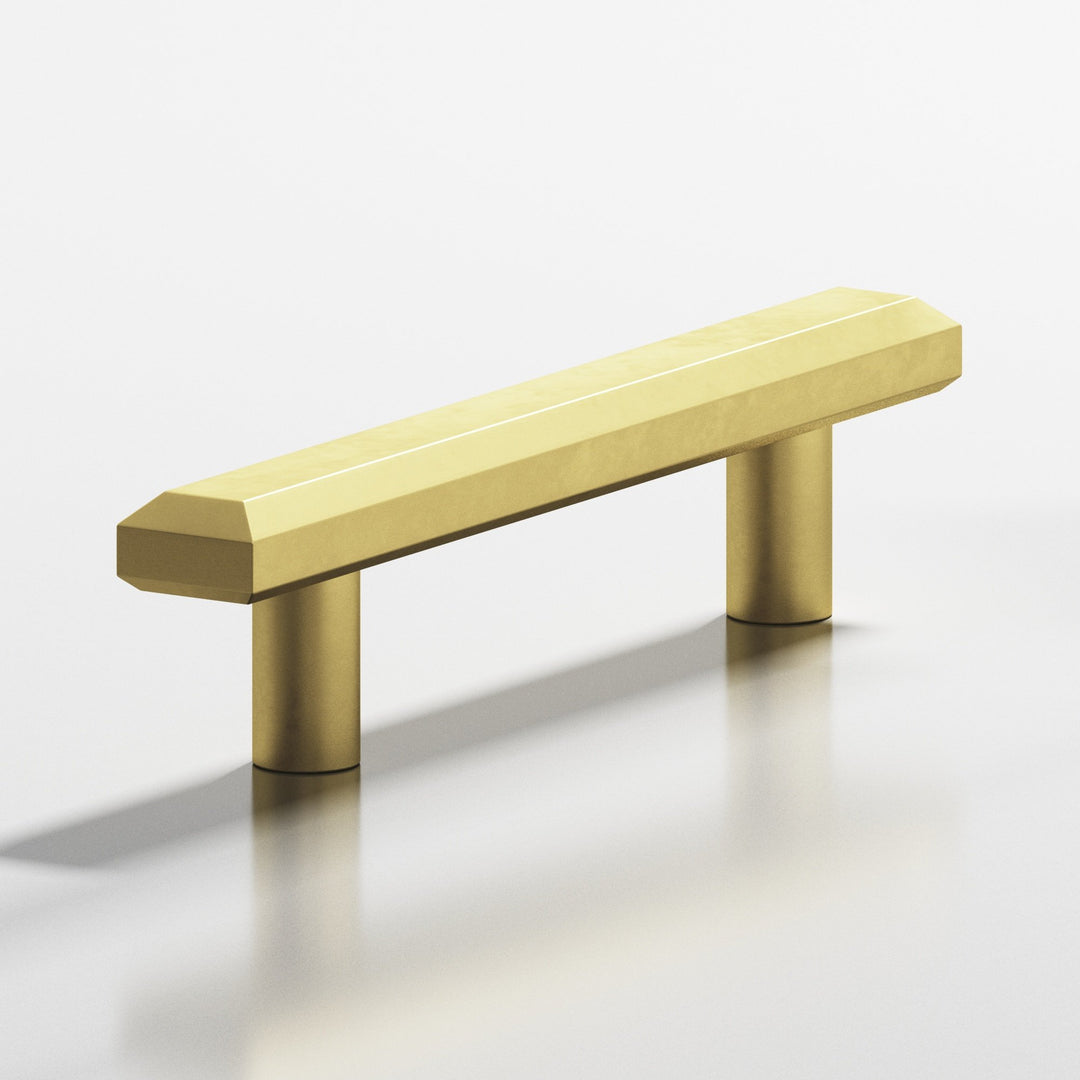 Colonial Bronze 271 Rectangular beveled Cabinet Pull with straight posts in Matte Satin Brass