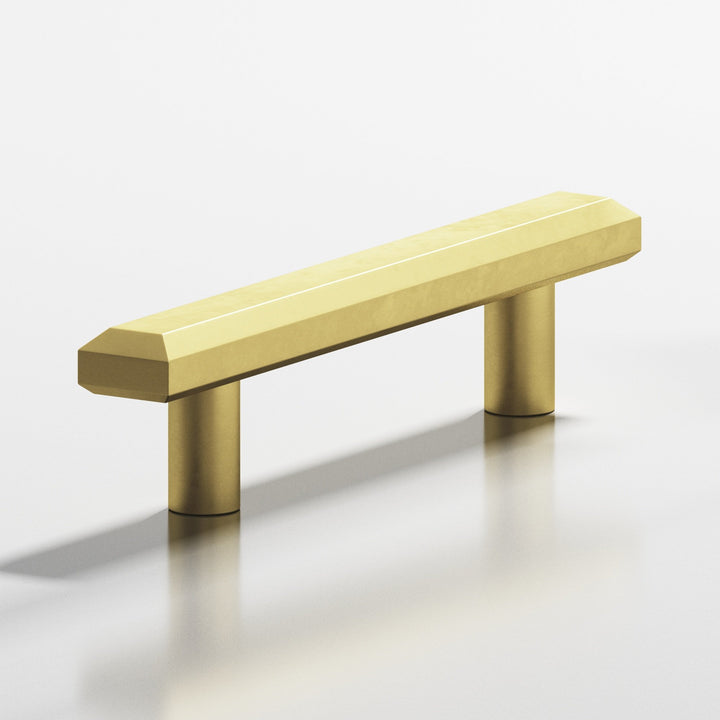Colonial Bronze 271 Rectangular beveled Cabinet Pull with straight posts in Matte Satin Brass