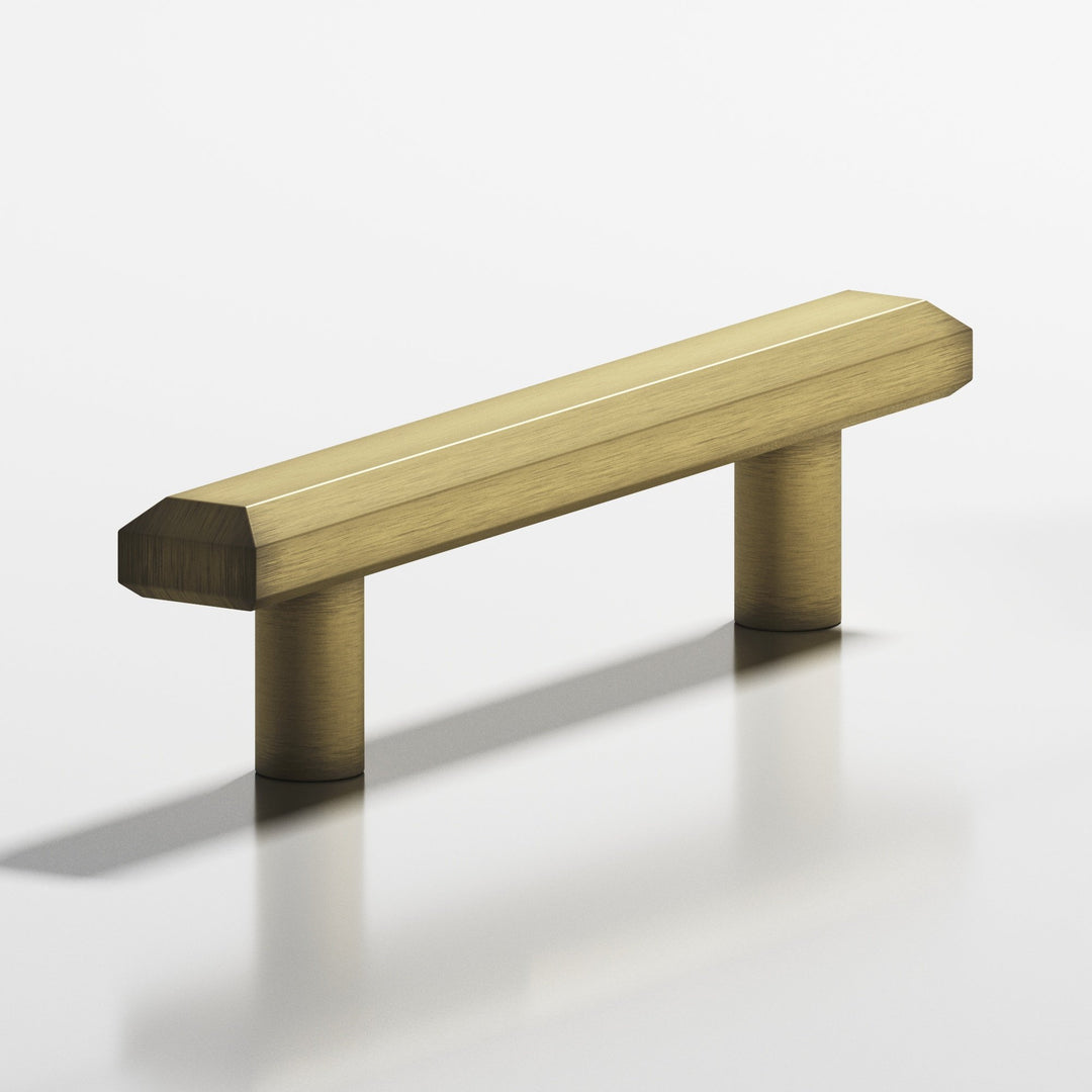 Colonial Bronze 271 Rectangular beveled Cabinet Pull with straight posts in Matte Antique Satin Brass