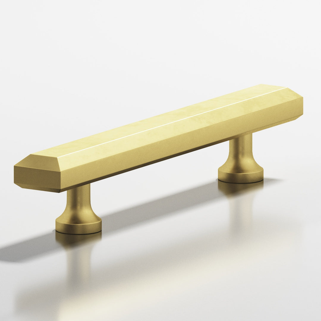 Colonial Bronze 272 Rectangular beveled Cabinet Pull with flared posts in Matte Satin Brass