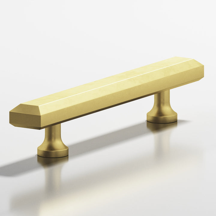 Colonial Bronze 272 Rectangular beveled Cabinet Pull with flared posts in Matte Satin Brass