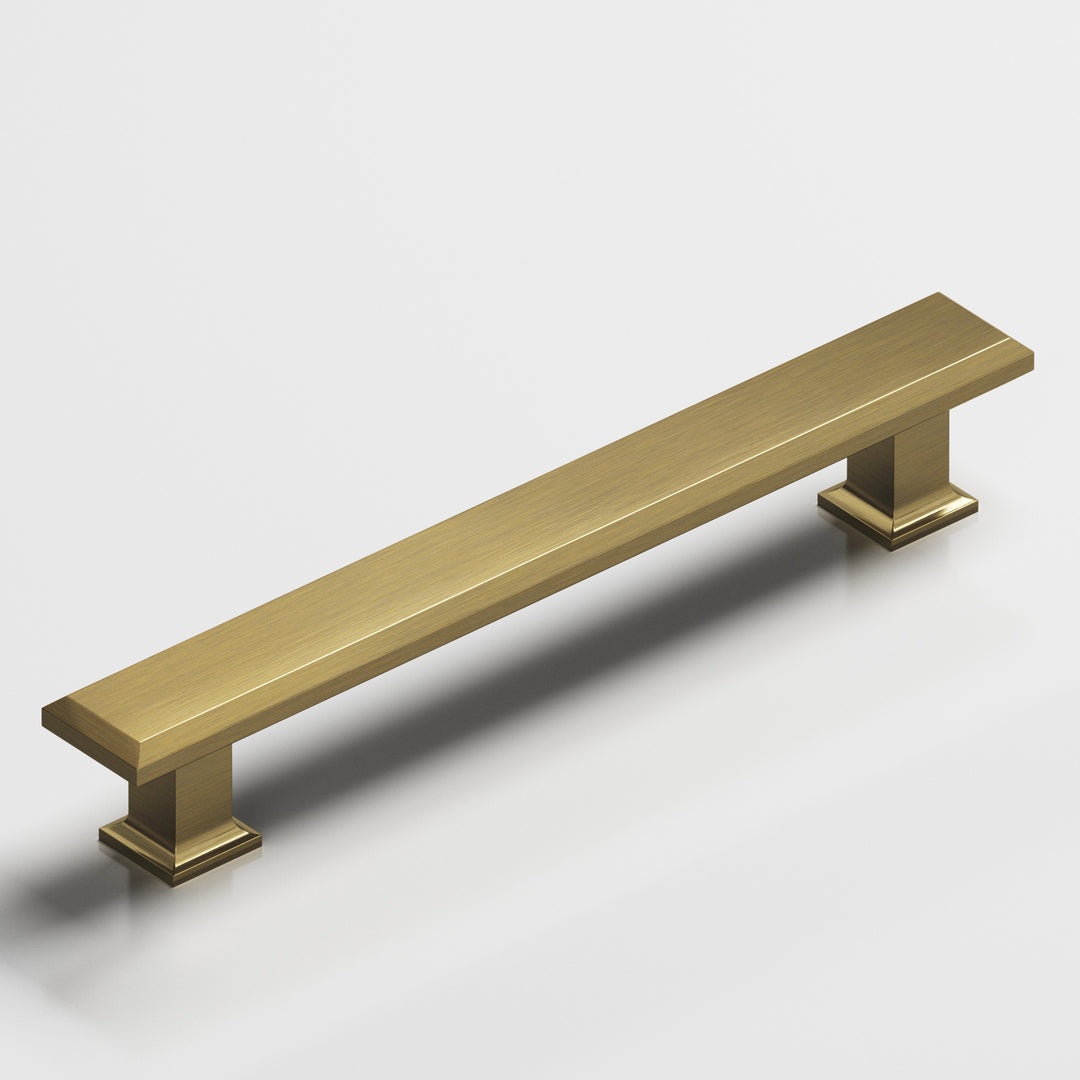 Colonial Bronze 278 Square beveled Cabinet Pull with flared square posts in Antique Brass