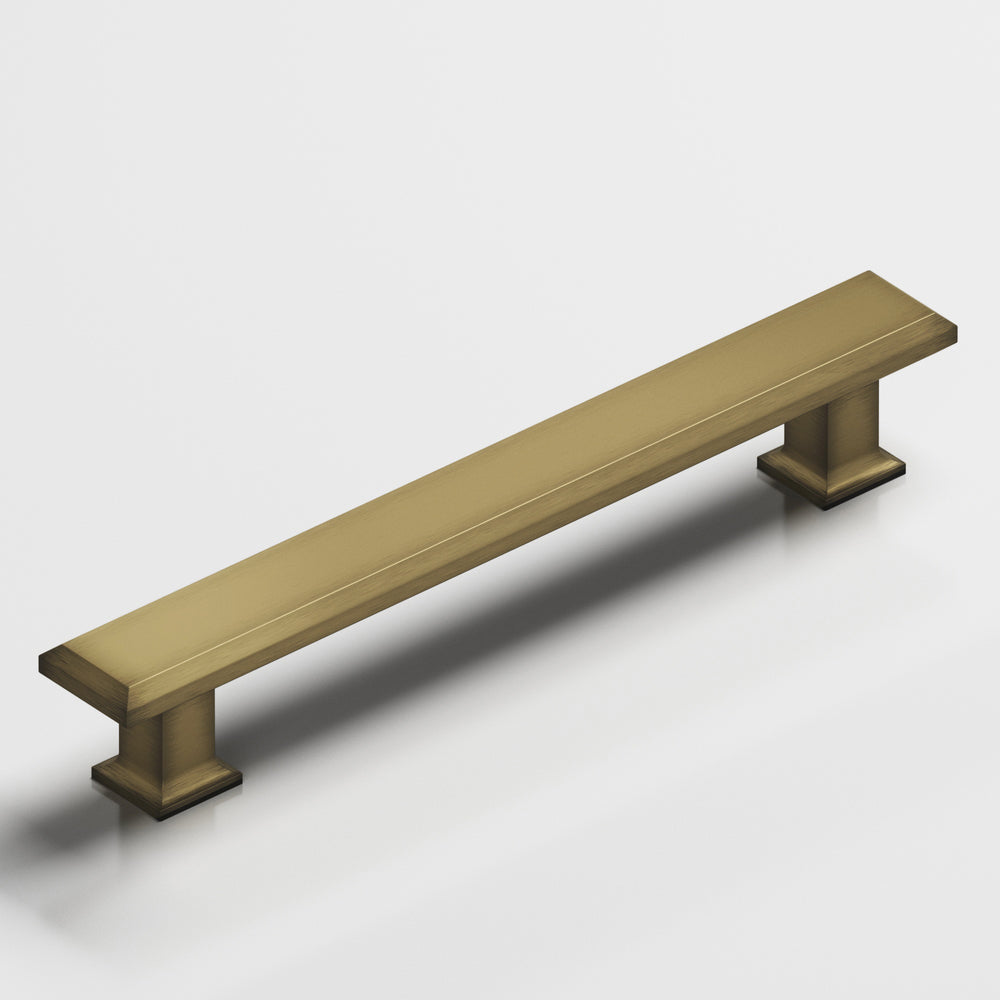 Colonial Bronze 279 Square beveled Appliance Pull with flared square posts in Matte Antique Satin Brass