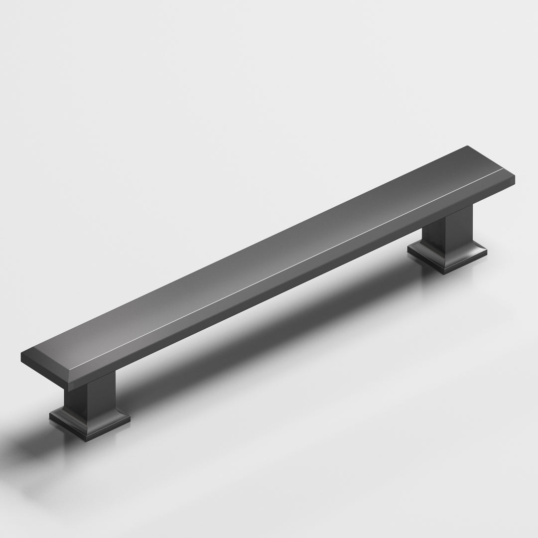Colonial Bronze 278 Square beveled Cabinet Pull with flared square posts in Matte Graphite