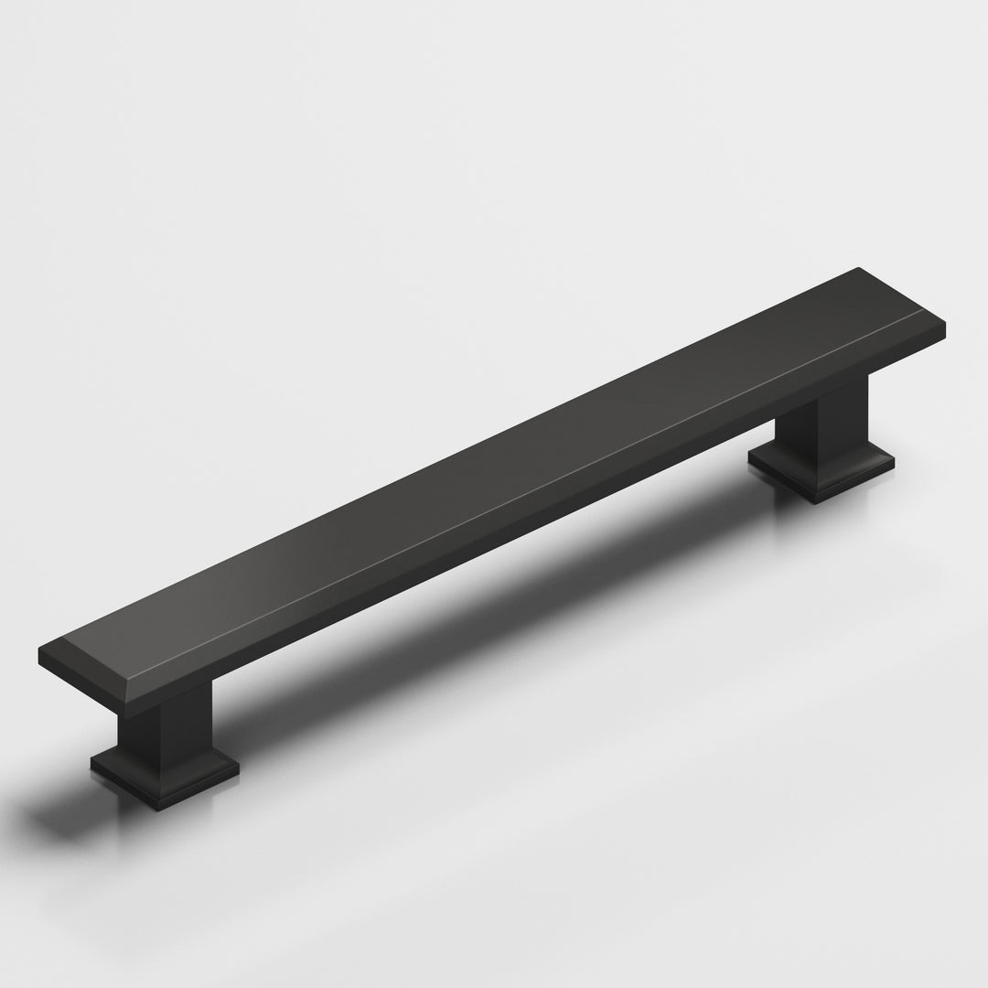 Colonial Bronze 274 Square beveled Cabinet Pull with flared square posts in Matte Satin Black