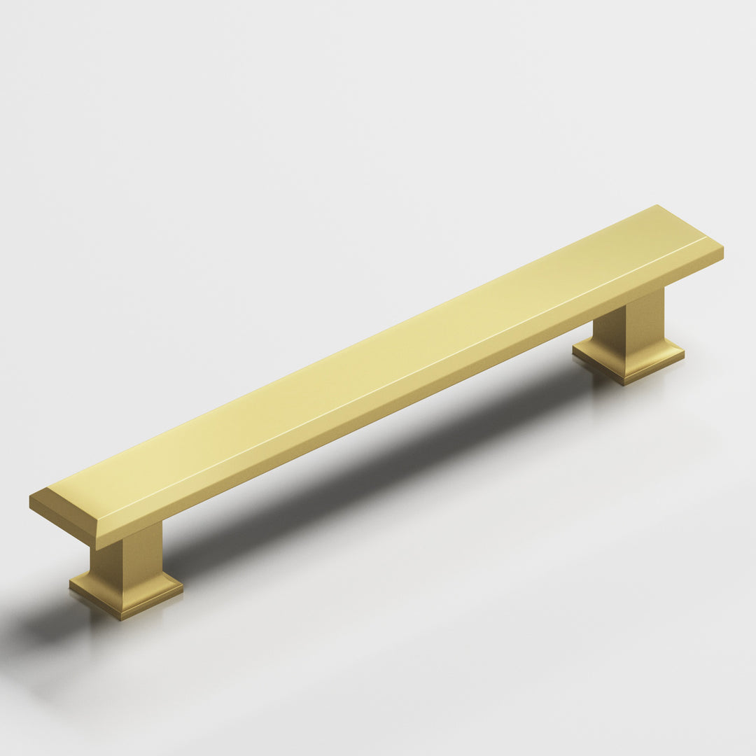 Colonial Bronze 274 Square beveled Cabinet Pull with flared square posts in Matte Satin Brass