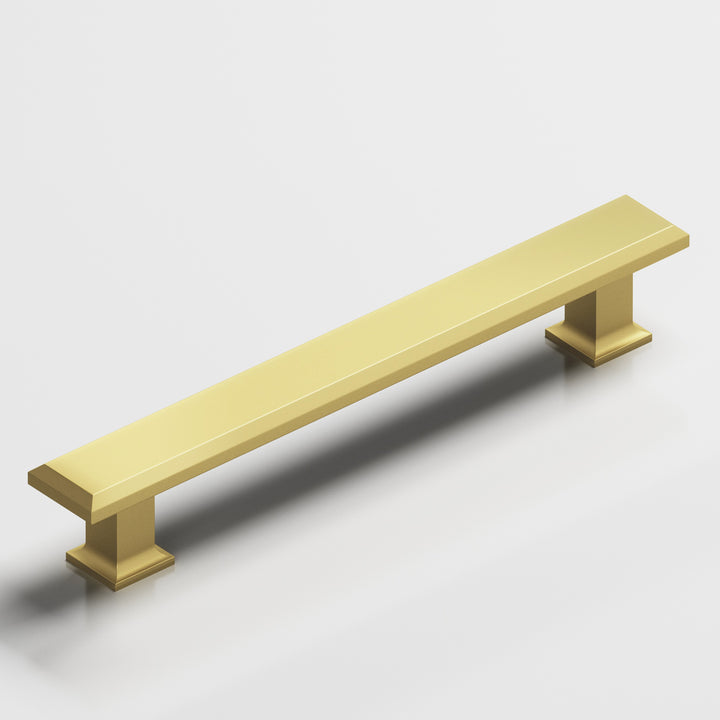 Colonial Bronze 274 Square beveled Cabinet Pull with flared square posts in Matte Satin Brass