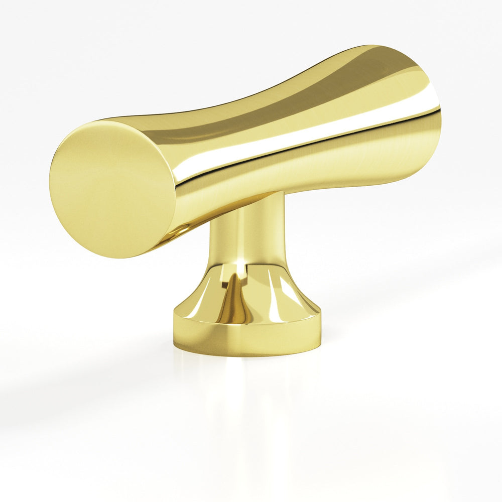 Colonial Bronze 290 Hourglass T Cabinet Knob with flared post in Unlacquered Polished Brass