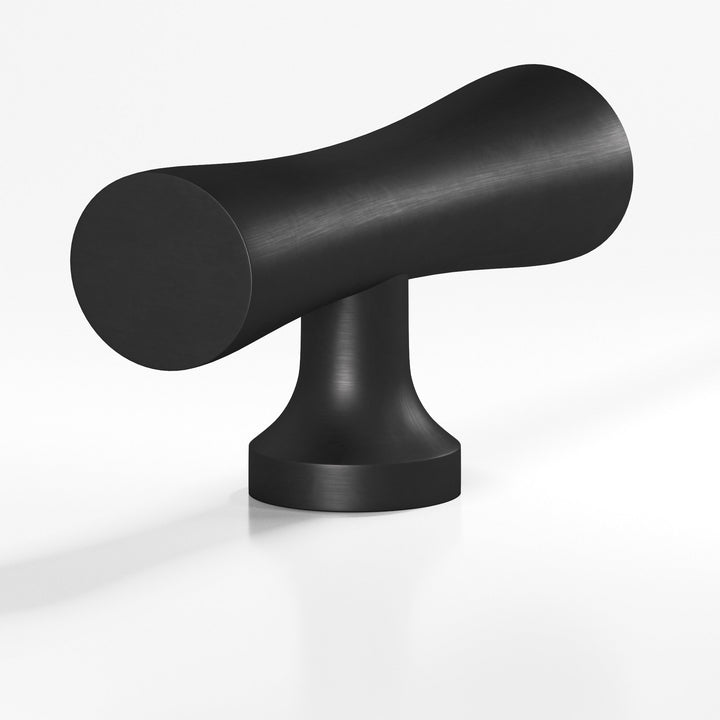 Colonial Bronze 290 Hourglass T Cabinet Knob with flared post in Matte Satin Black