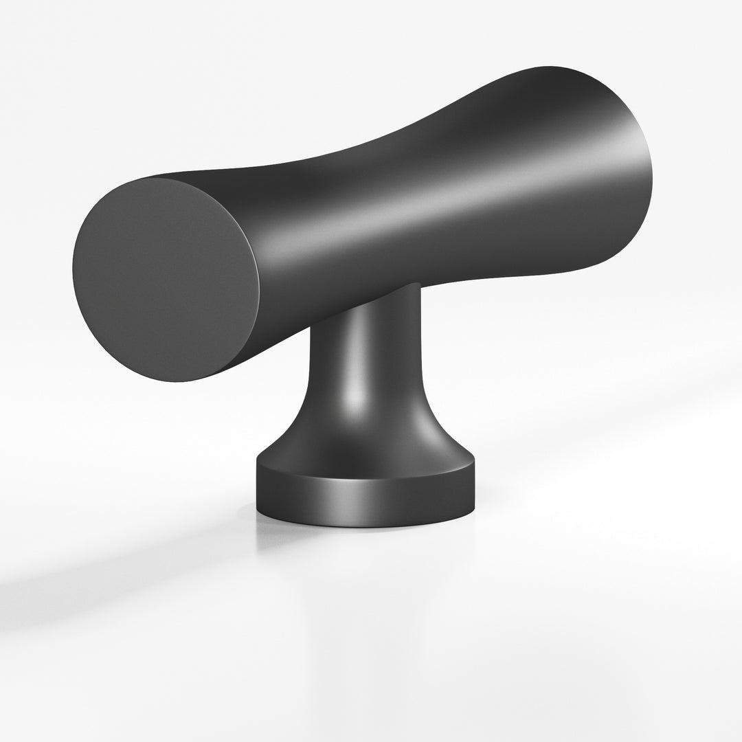 Colonial Bronze 290 Hourglass T Cabinet Knob with flared post in Matte Graphite