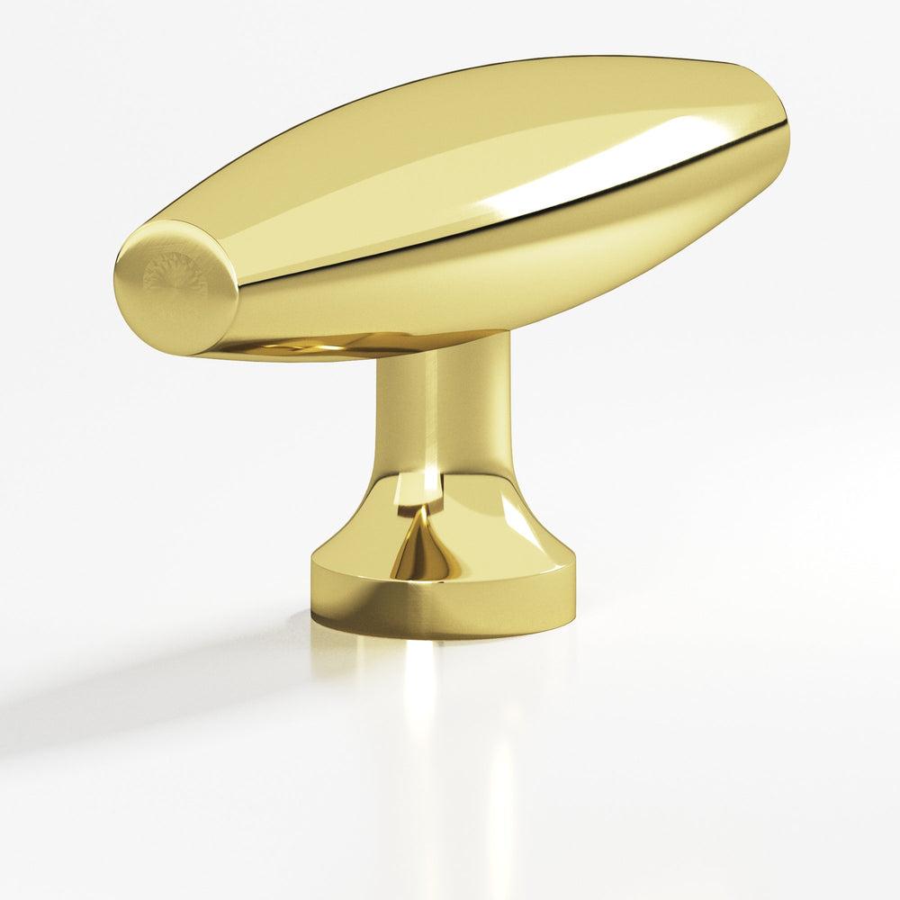 Colonial Bronze 291 Cigar T Cabinet Knob with flared post in Unlacquered Polished Brass