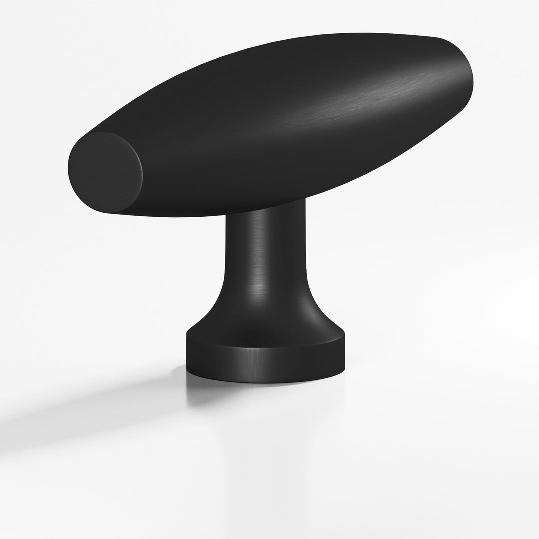 Colonial Bronze 291 Cigar T Cabinet Knob with flared post in Matte Satin Black