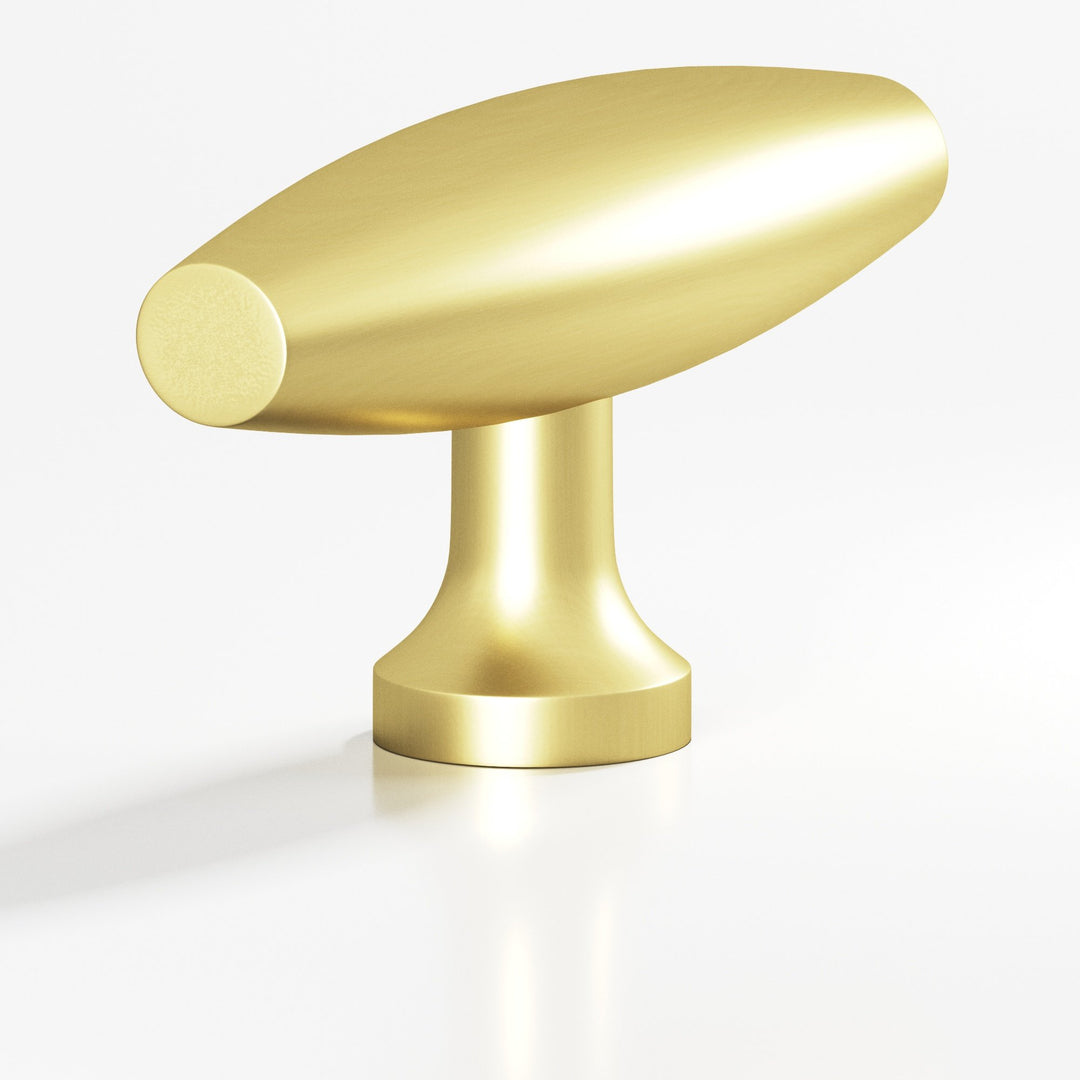 Colonial Bronze 291 Cigar T Cabinet Knob with flared post in Matte Satin Brass