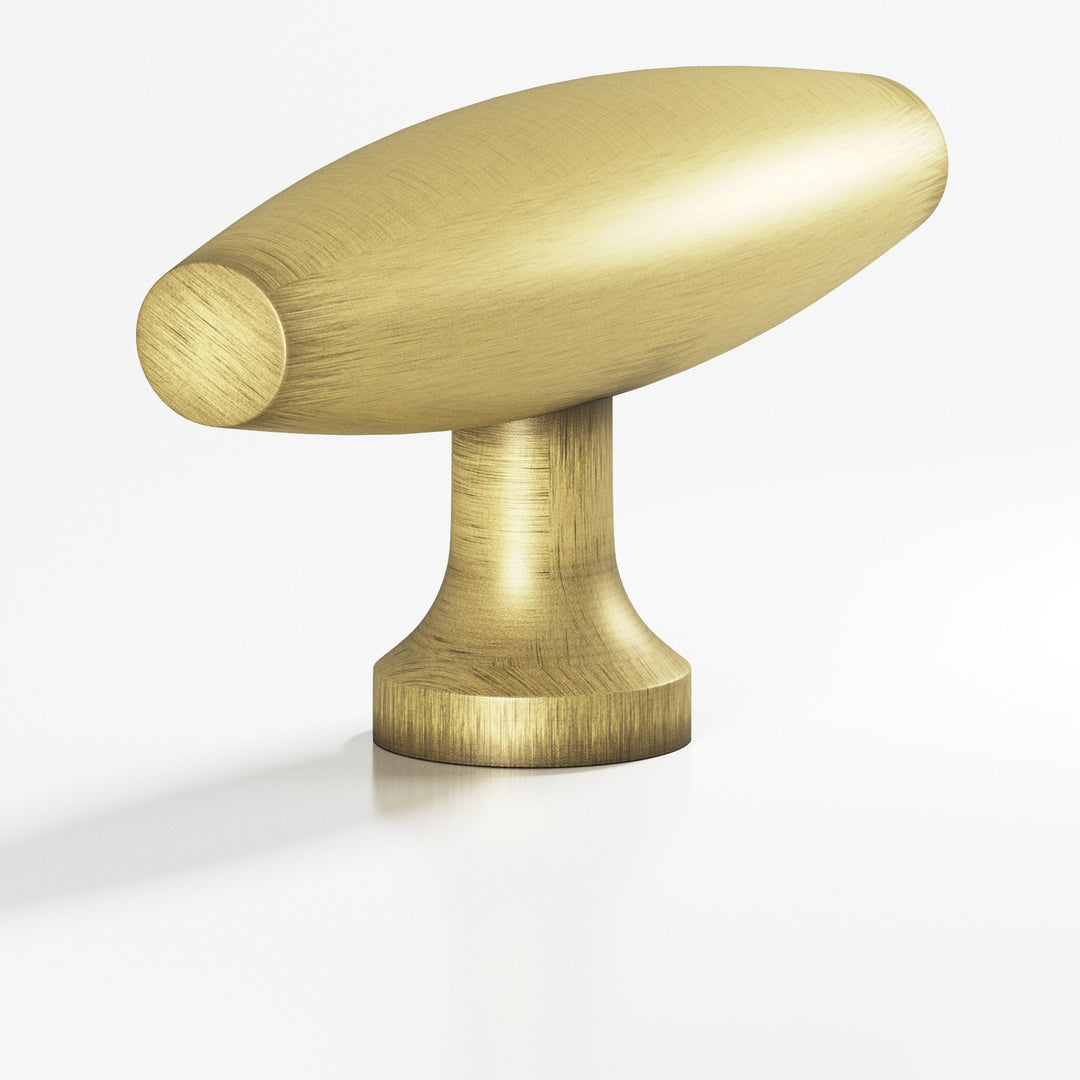 Colonial Bronze 291 Cigar T Cabinet Knob with flared post in Matte Antique Satin Brass