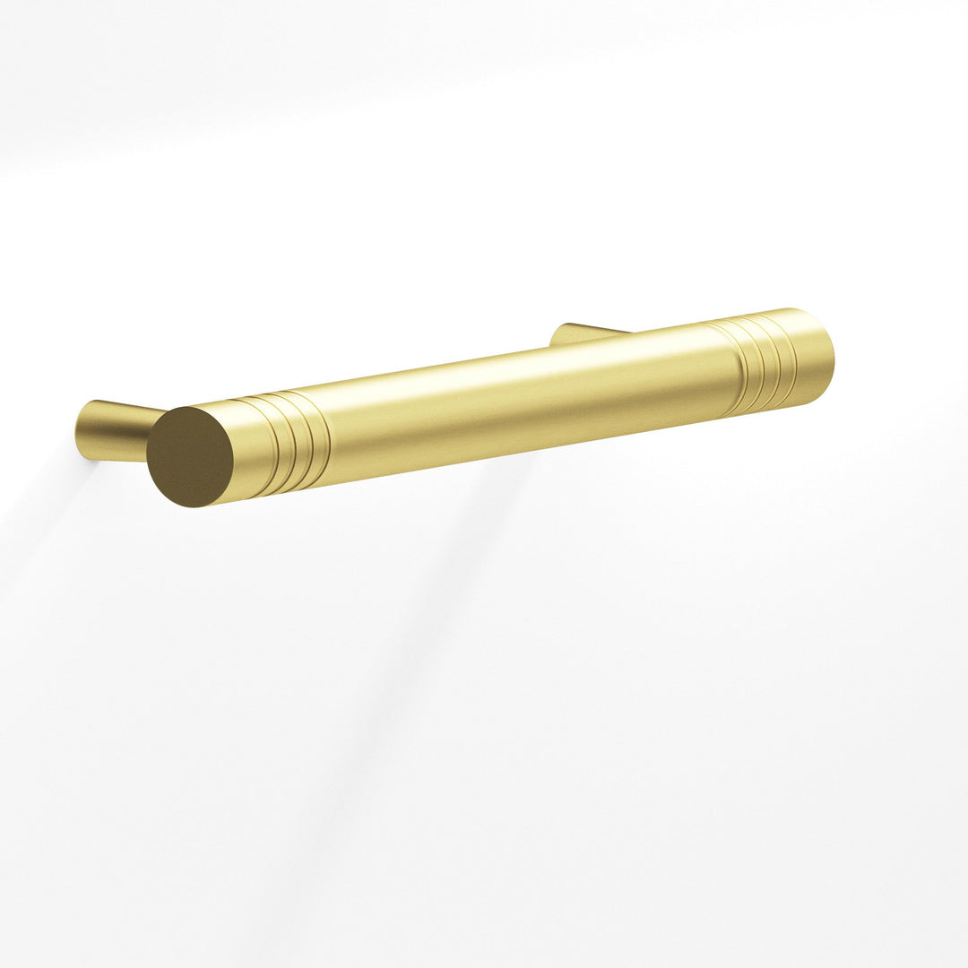 Colonial Bronze 304 Round grooved Cabinet Pull with tapered posts in Matte Satin Brass