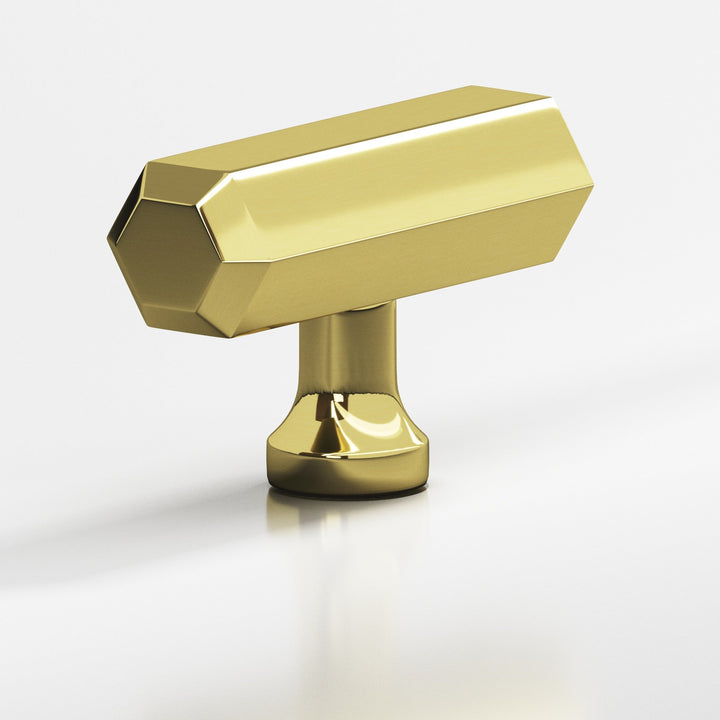 Colonial Bronze 320 Hexagonal T Cabinet Knob with flared post in Unlacquered Polished Brass