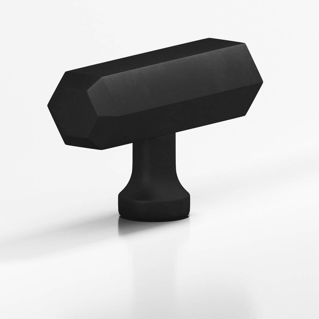 Colonial Bronze 320 Hexagonal T Cabinet Knob with flared post in Matte Satin Black