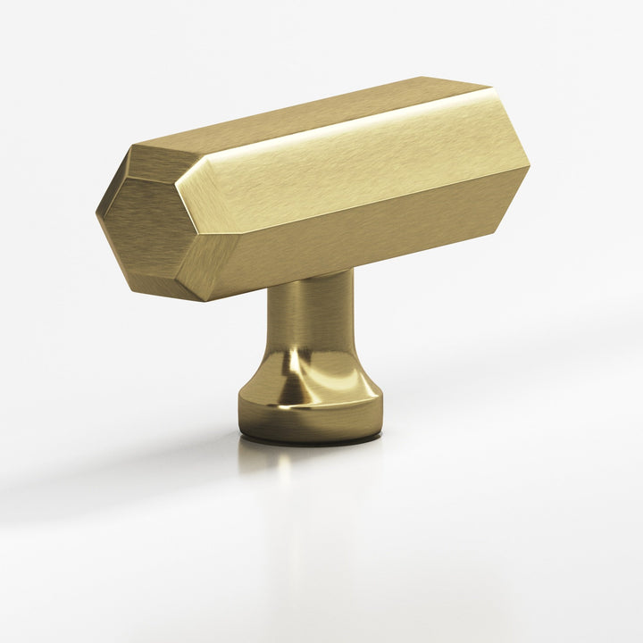Colonial Bronze 320 Hexagonal T Cabinet Knob with flared post in Antique Brass