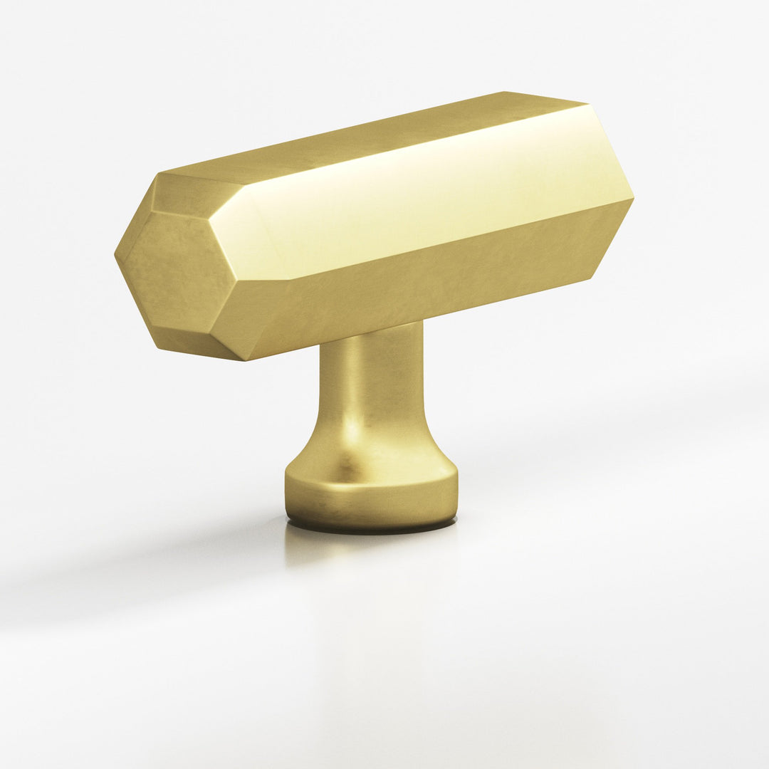 Colonial Bronze 320 Hexagonal T Cabinet Knob with flared post in Matte Satin Brass