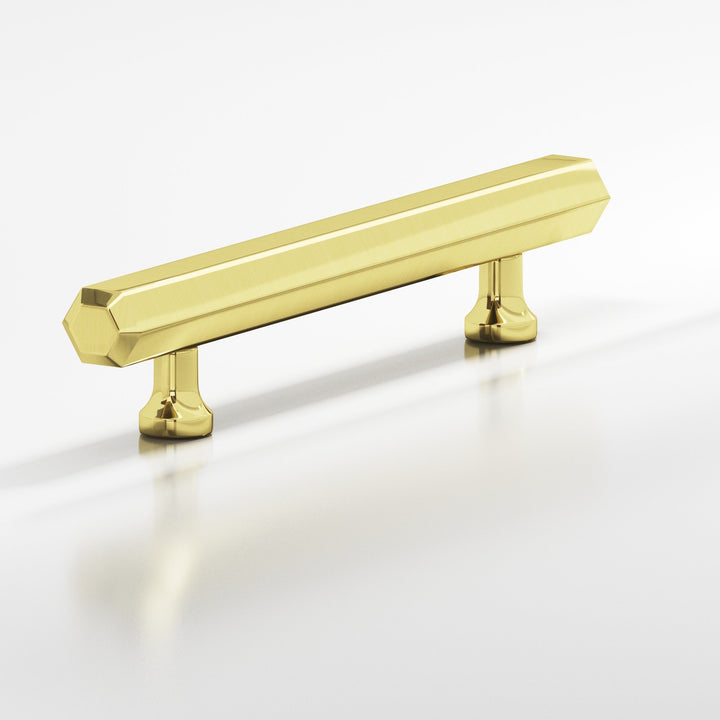 Colonial Bronze 323BB Hexagonal beveled Back-to-Back Shower Door Pull Kit with flared posts in Unlacquered Polished Brass