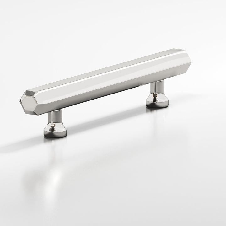 Colonial Bronze 322 Hexagonal beveled Cabinet Pull with flared posts in Polished Nickel