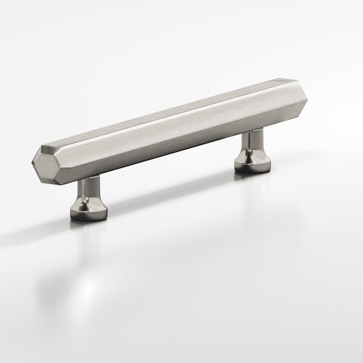 Colonial Bronze 321 Hexagonal beveled Cabinet Pull with flared posts in Satin Nickel