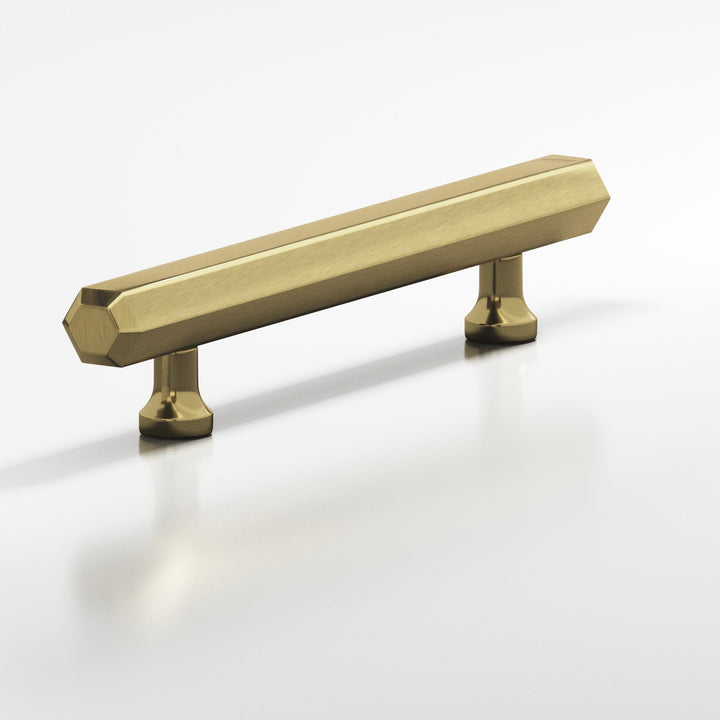 Colonial Bronze 323BB Hexagonal beveled Back-to-Back Shower Door Pull Kit with flared posts in Antique Brass