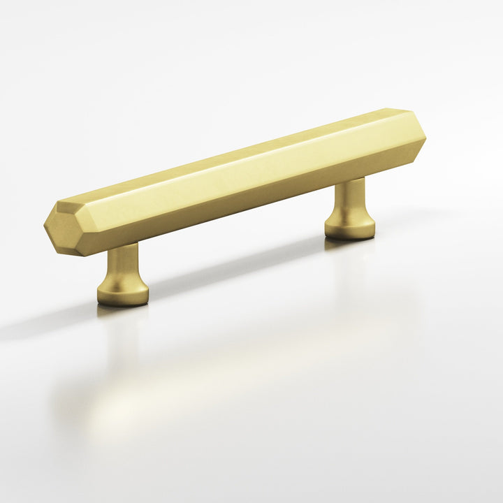 Colonial Bronze 322 Hexagonal beveled Cabinet Pull with flared posts in Matte Satin Brass