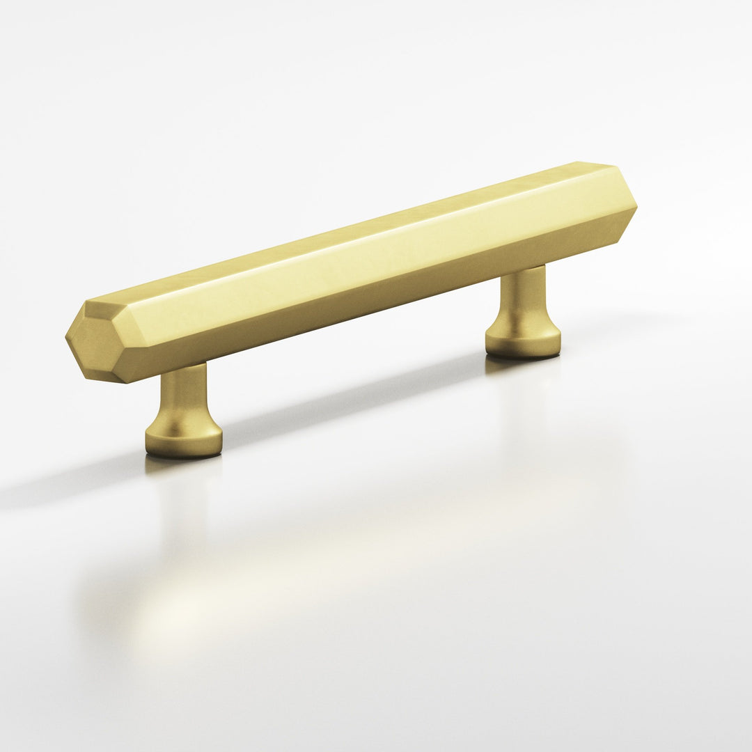 Colonial Bronze 323BB Hexagonal beveled Back-to-Back Shower Door Pull Kit with flared posts in Matte Satin Brass