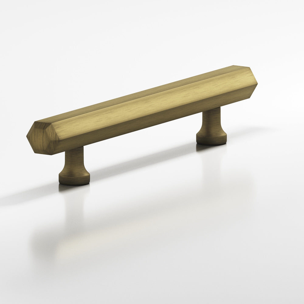 Colonial Bronze 323BB Hexagonal beveled Back-to-Back Shower Door Pull Kit with flared posts in Matte Antique Satin Brass