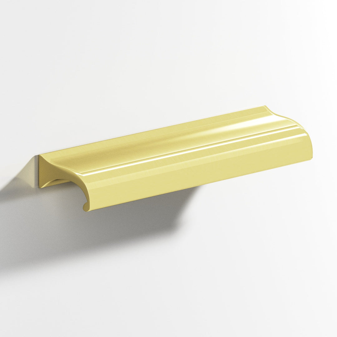 Colonial Bronze 458 Waterfall Cabinet Pull with straight ends in Unlacquered Polished Brass