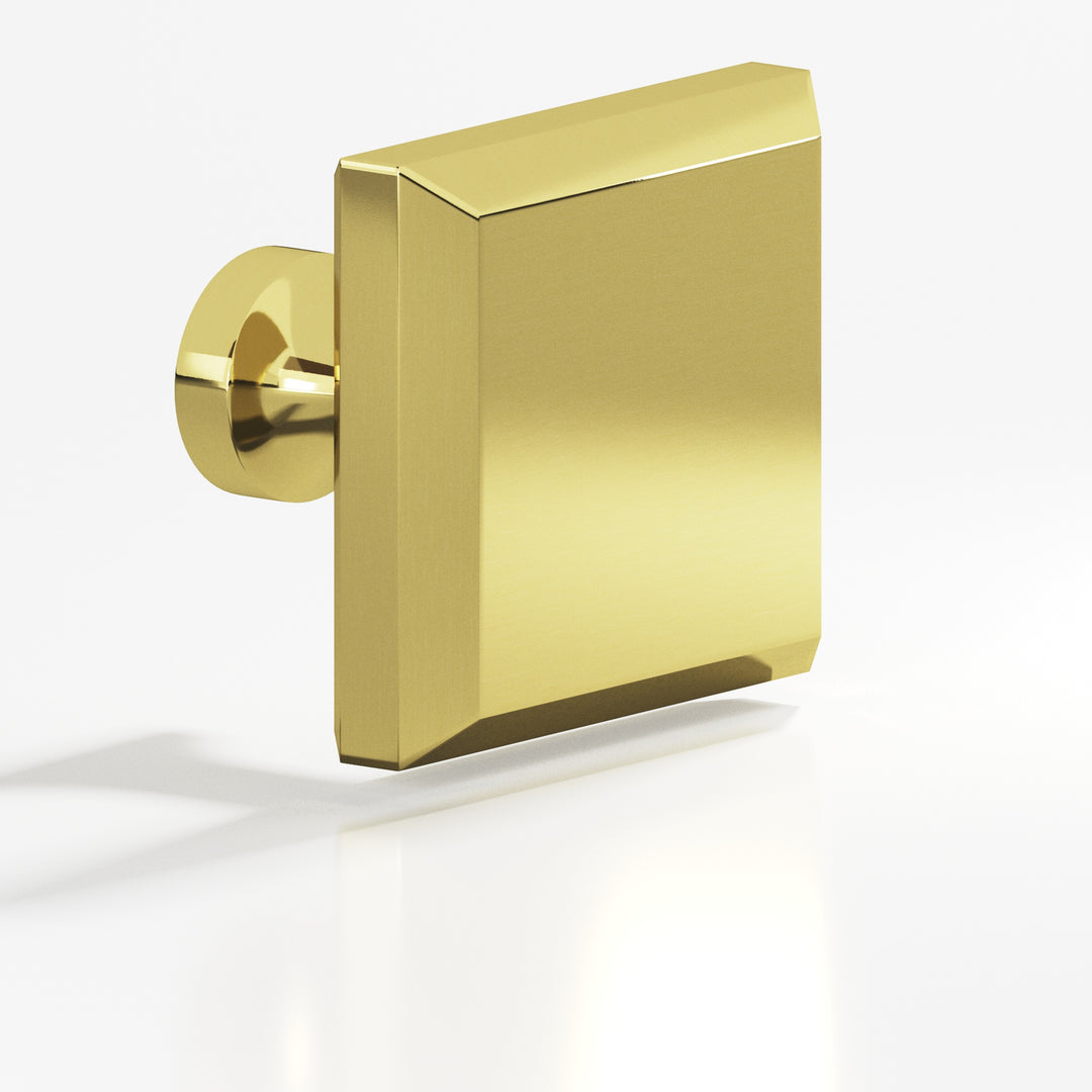 Colonial Bronze 526 Square beveled Cabinet Knob with flared post in Unlacquered Polished Brass