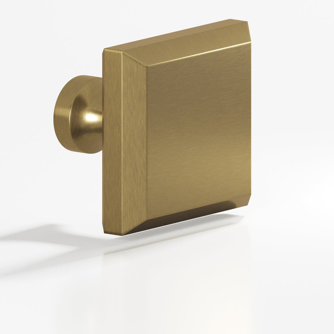 Colonial Bronze 526 Square beveled Cabinet Knob with flared post in Antique Brass