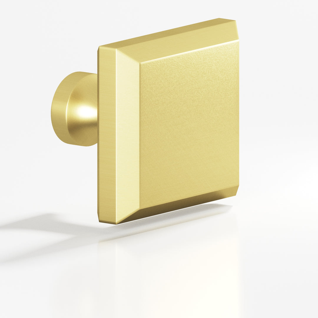 Colonial Bronze 526 Square beveled Cabinet Knob with flared post in Matte Satin Brass