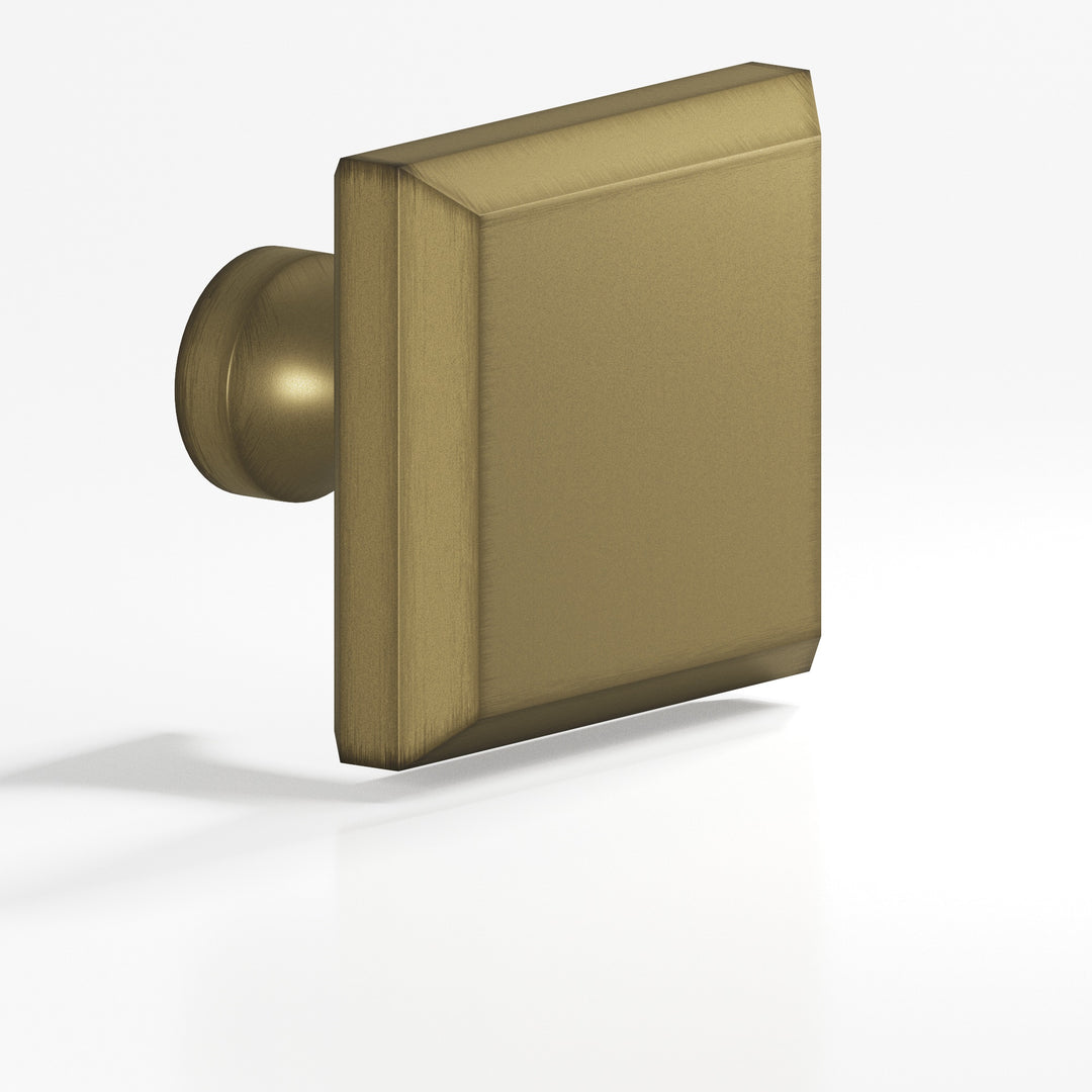 Colonial Bronze 527 Square beveled Cabinet Knob with flared post in Matte Antique Satin Brass