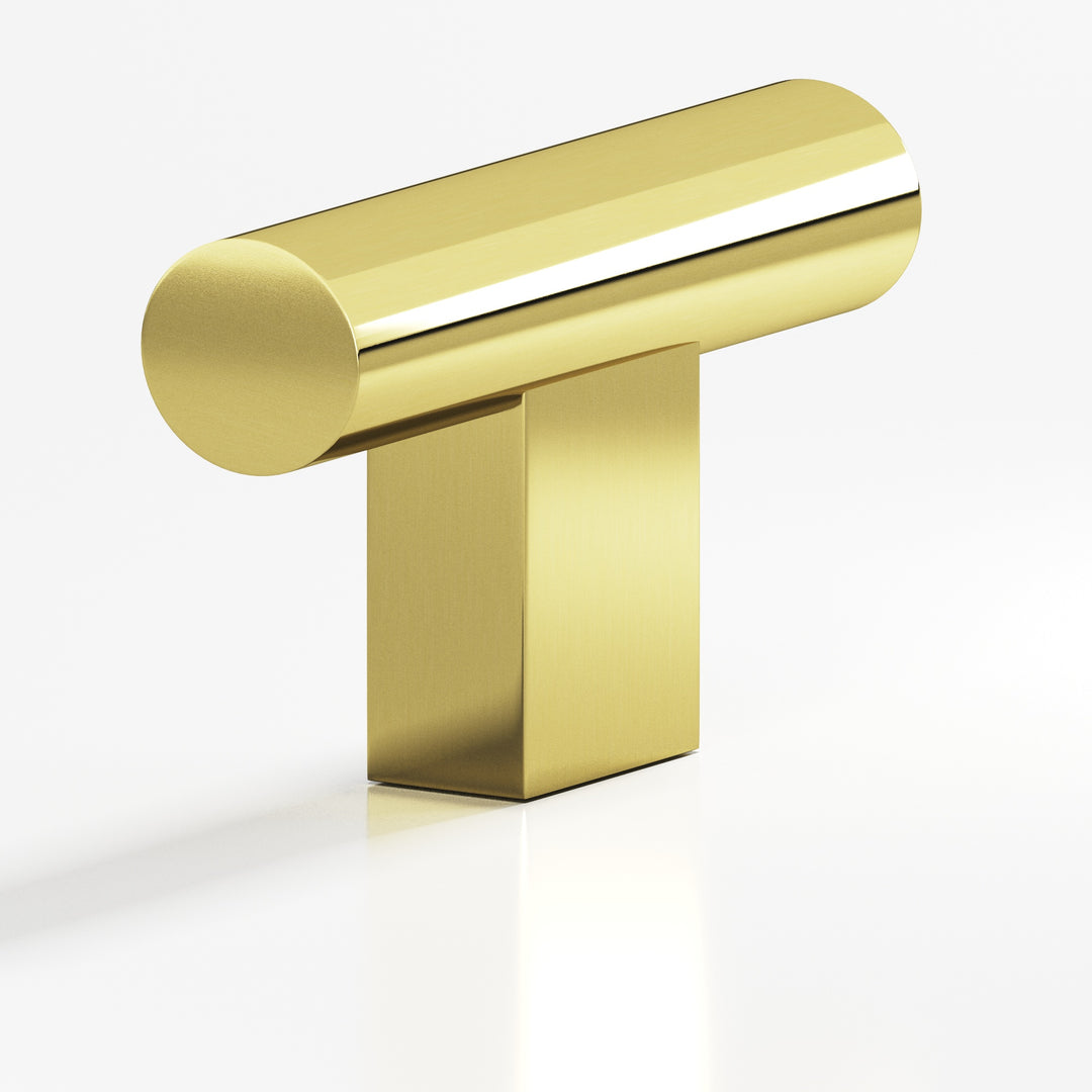 Colonial Bronze 534 Round T Cabinet Knob with rectangular post in Unlacquered Polished Brass