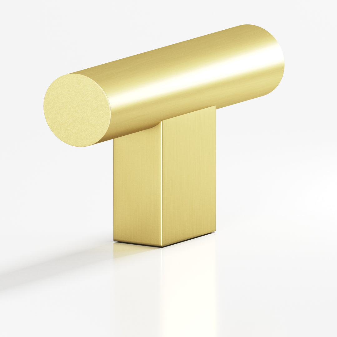 Colonial Bronze 534 Round T Cabinet Knob with rectangular post in Matte Satin Brass
