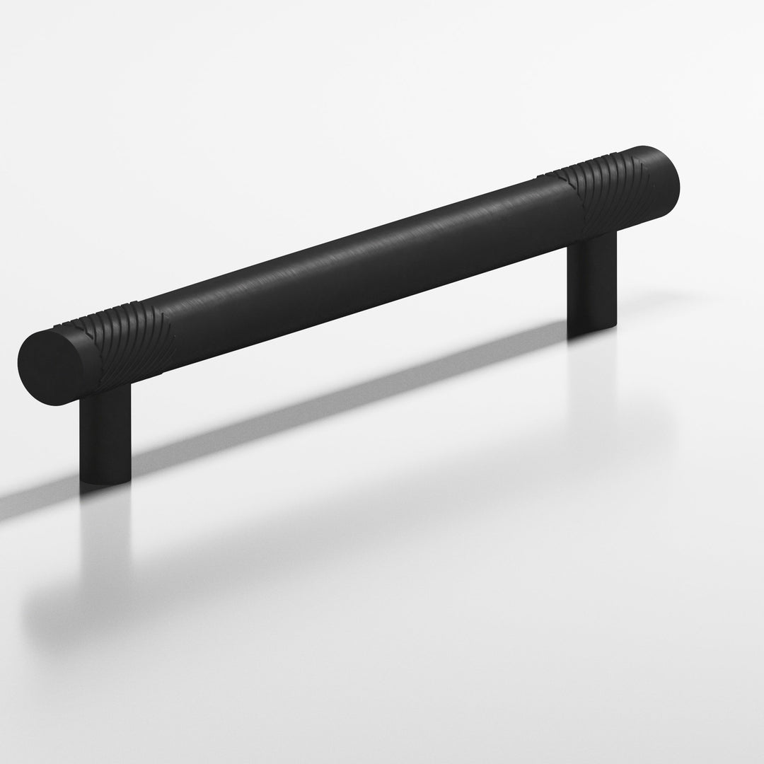 Colonial Bronze 546 Round banded and single-knurled Cabinet Pull with straight posts in Matte Satin Black