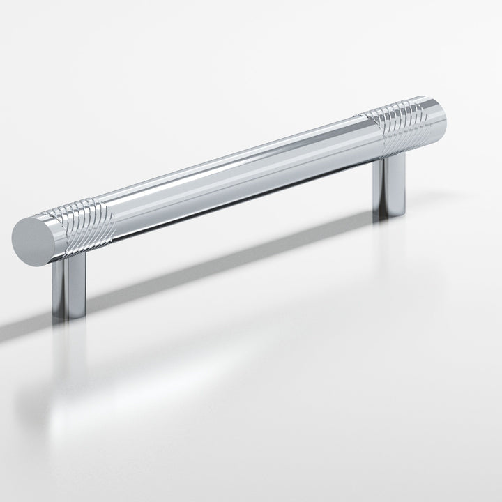 Colonial Bronze 546 Round banded and single-knurled Cabinet Pull with straight posts in Polished Chrome