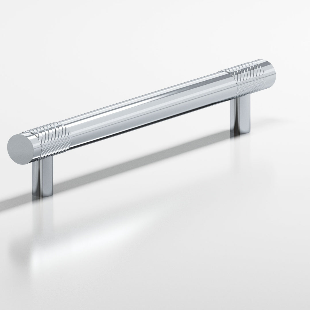Colonial Bronze 545 Round banded and single-knurled Cabinet Pull with straight posts in Polished Chrome