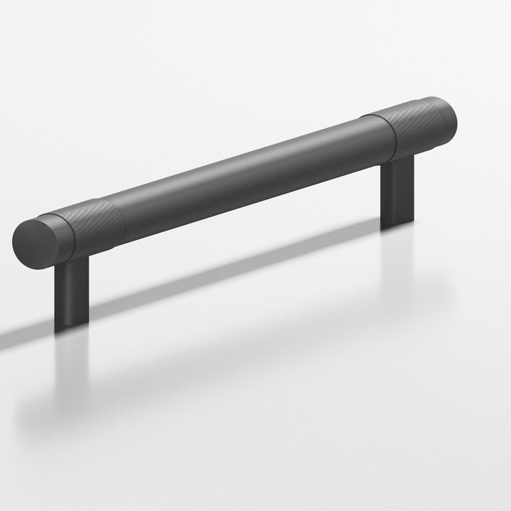 Colonial Bronze 547 Round banded and single-knurled Cabinet Pull with straight posts in Matte Graphite