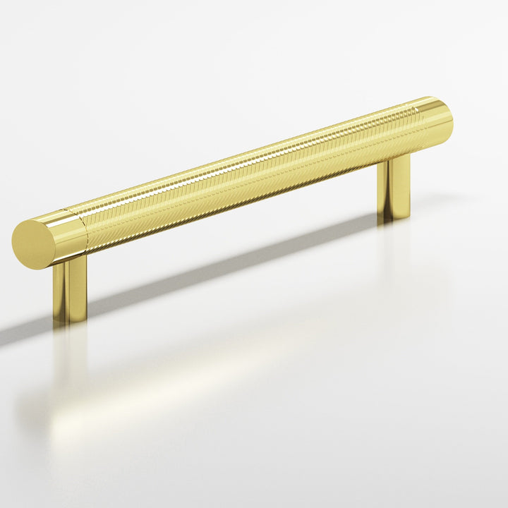 Colonial Bronze 553 Round singled-knurled Cabinet Pull with straight posts in Unlacquered Polished Brass