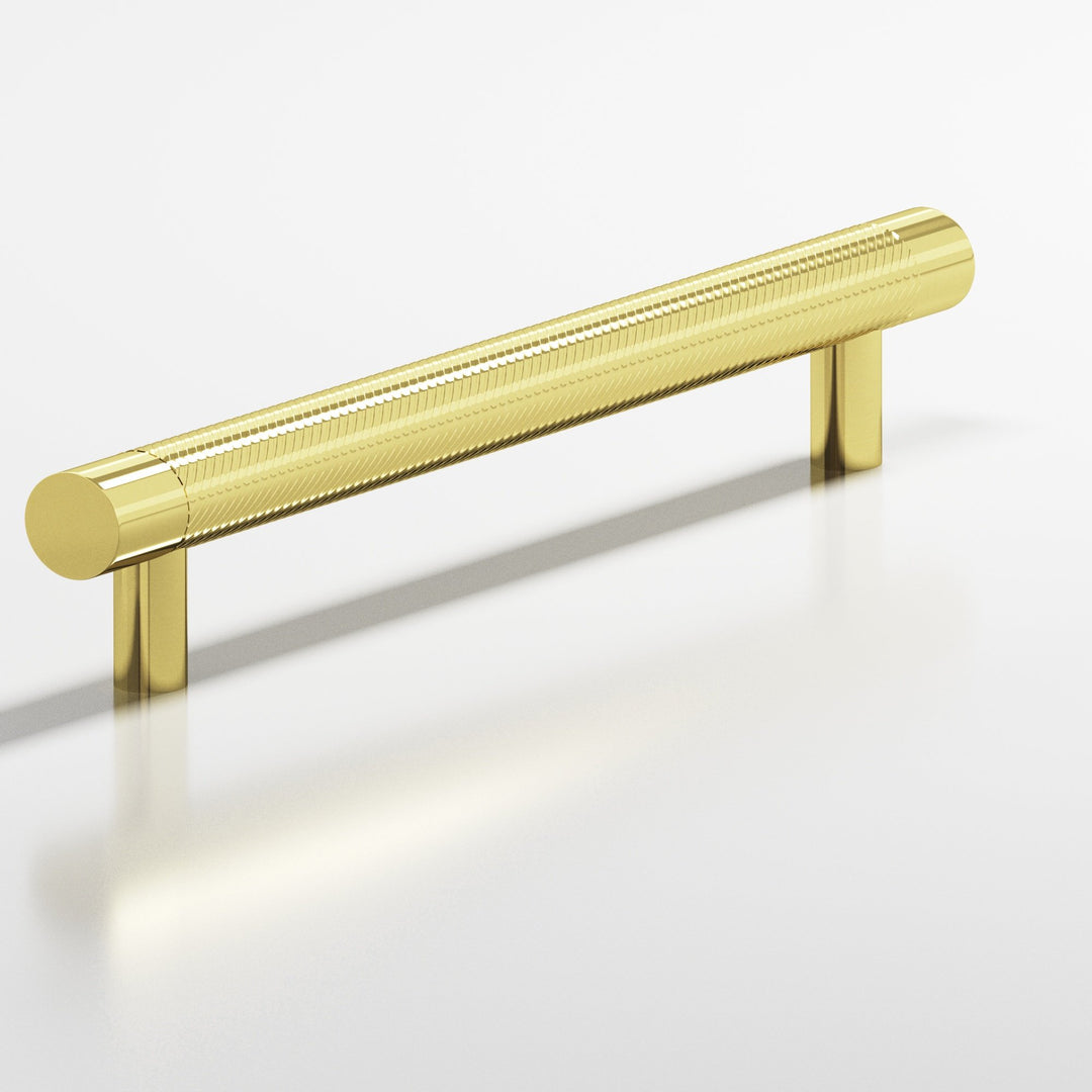 Colonial Bronze 552 Round singled-knurled Cabinet Pull with straight posts in Unlacquered Polished Brass